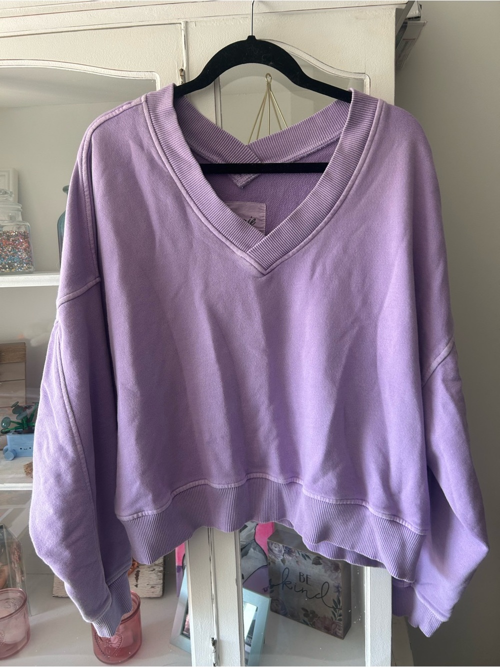 Lilac V-Neck Women's Pullover crop-ish  Sweater